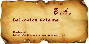 Balkovics Arianna névjegykártya